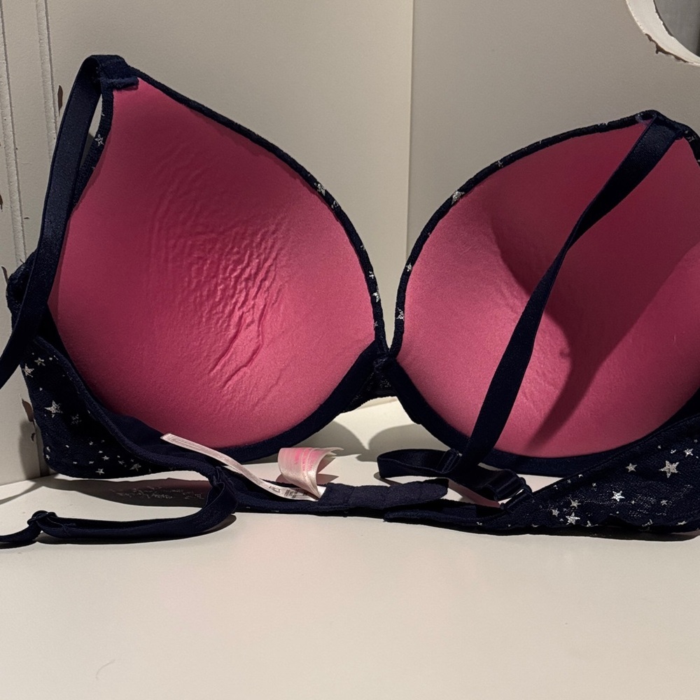 PINK Victoria Secret Navy Blue Star 36D Bra wear everywhere push up - Picture 11 of 13